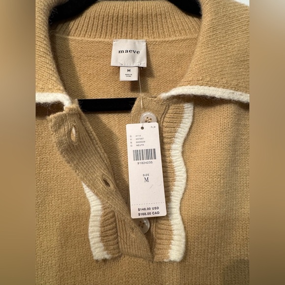 NWT Size M - Anthropologie Maeve Scallop Collared Sweater - Picture 15 of 15